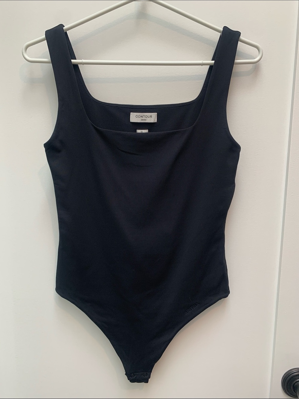 Aritzia Contour Black Ribbed Scoop Neck Bodysuit